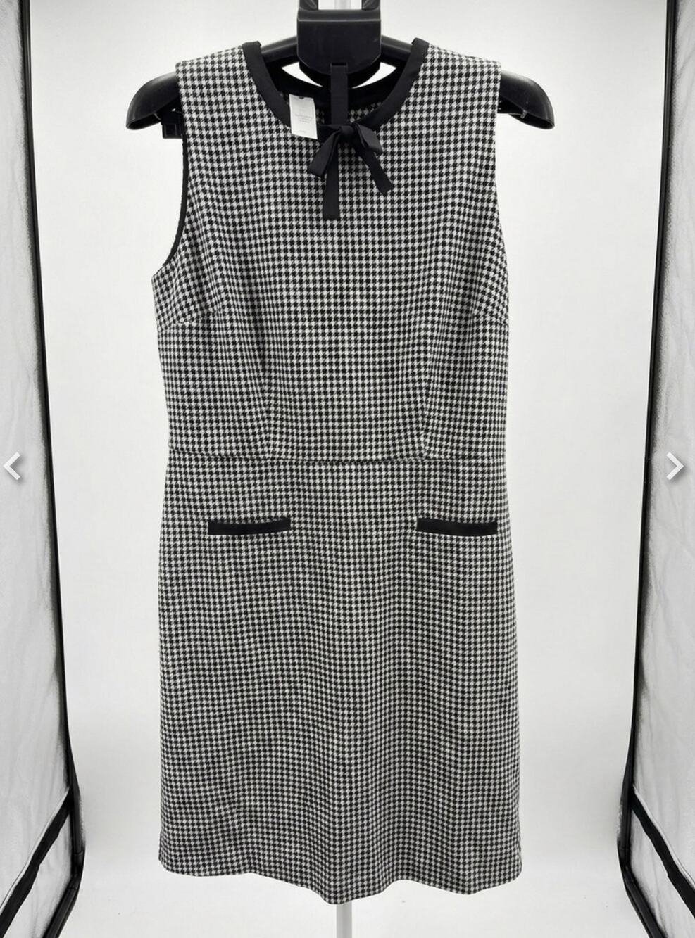 Talbots Petite Houndstooth Sheath Dress with Elegant Bow Detail Size 14 P